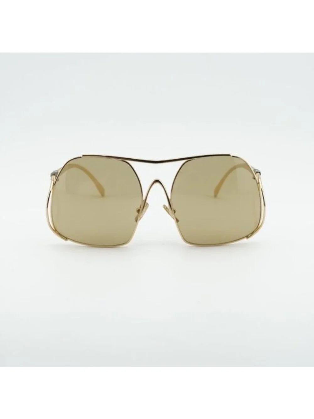 Miu Miu MUA55S 5AK10R Sunglasses Gold Geometric Frame, Yellow Lenses